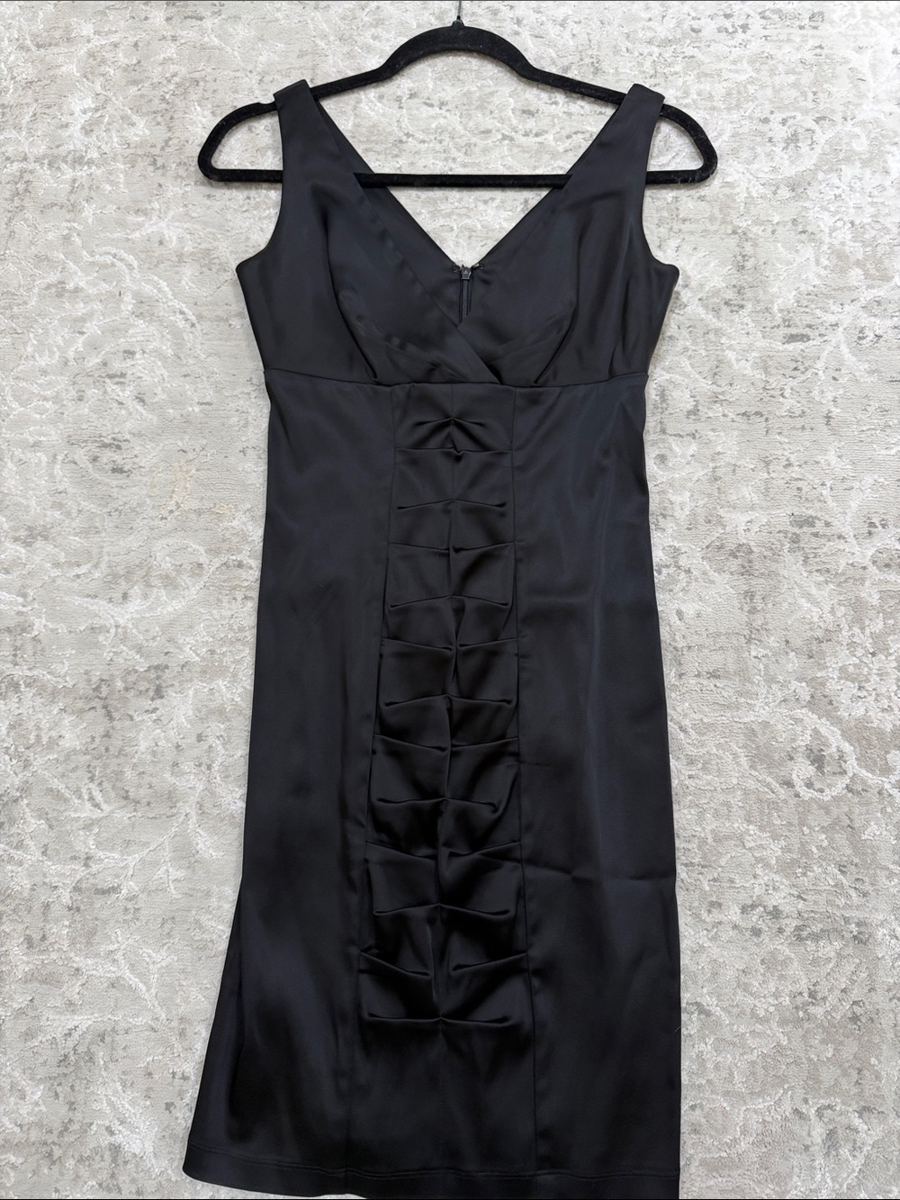 Calvin Klein Black Sleeveless V-Neck short fitted Dress with Front Bow Detail